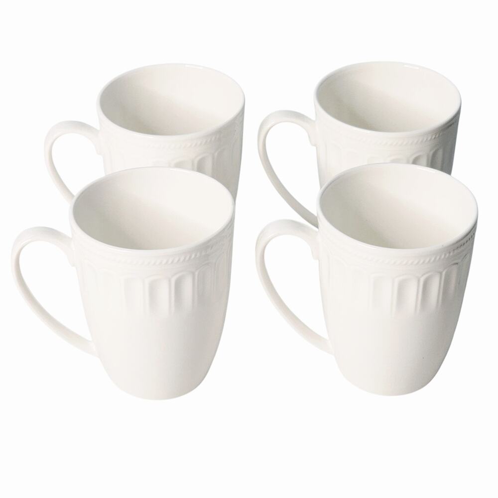Gorham Cottage Bone China Coffee Mugs White Set Of 4